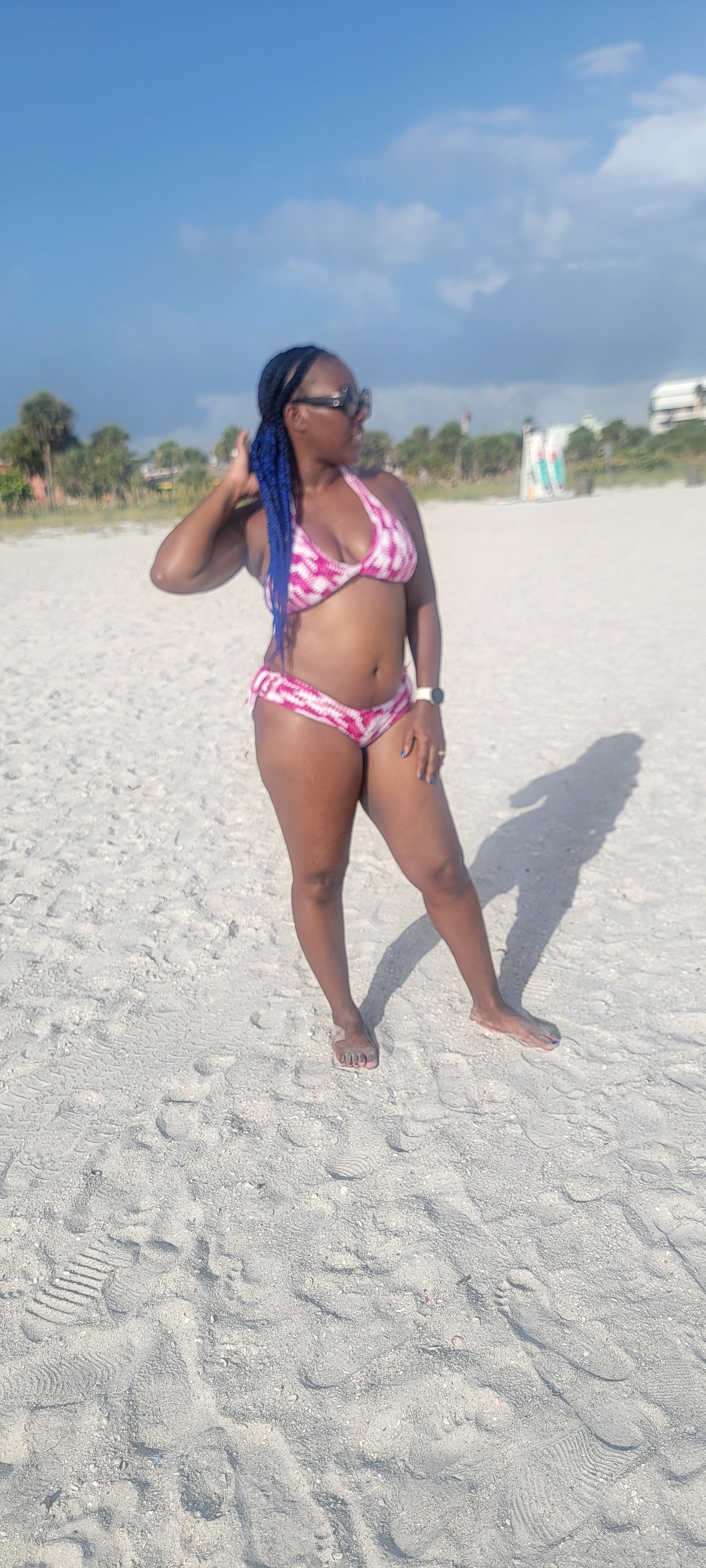 Stylish Bikini with multicolored fabric.
