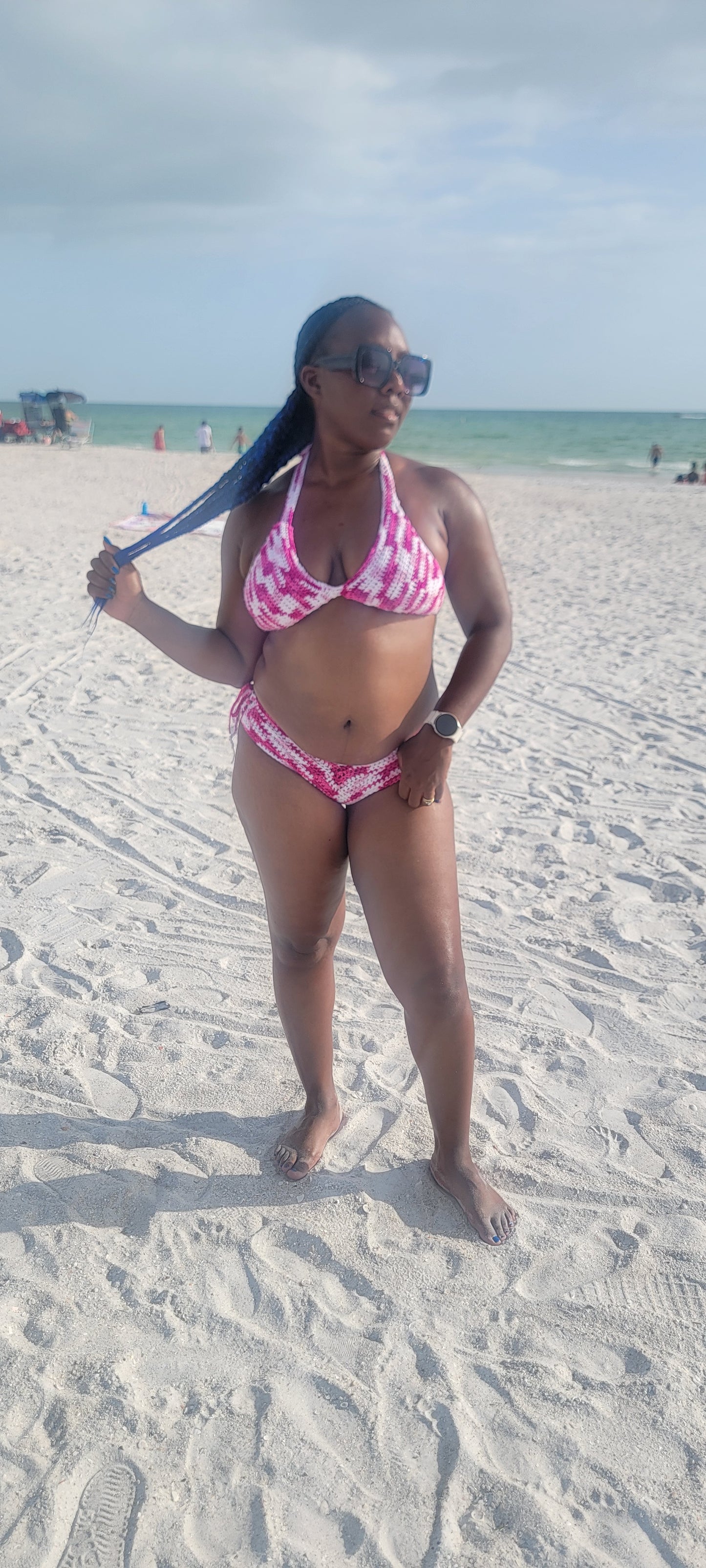 Stylish Bikini with multicolored fabric.