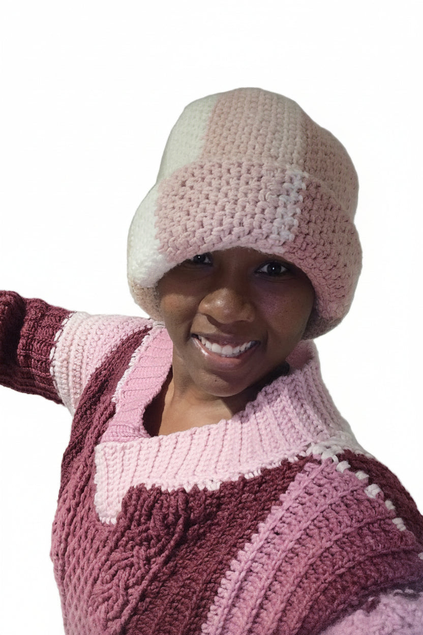 The Blush Block Crochet Beanie