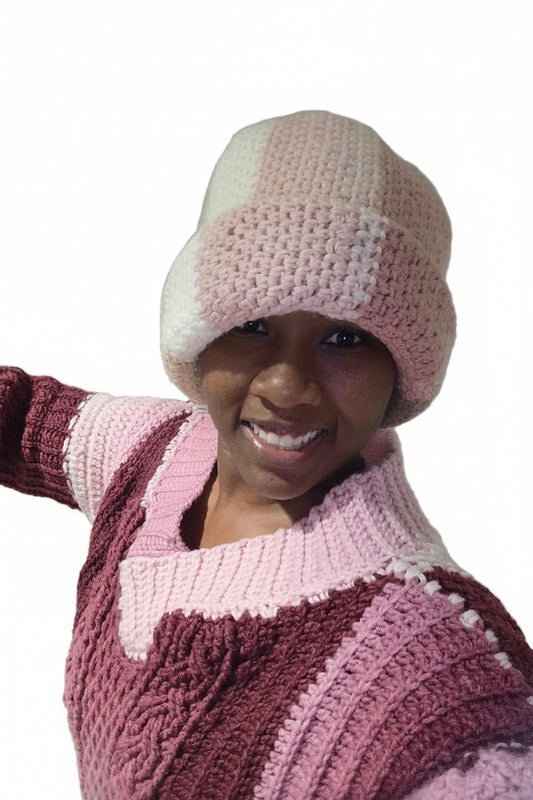 The Blush Block Crochet Beanie