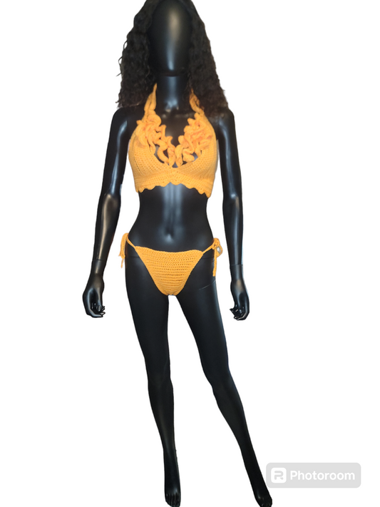Two-piece bathing suit orange praise