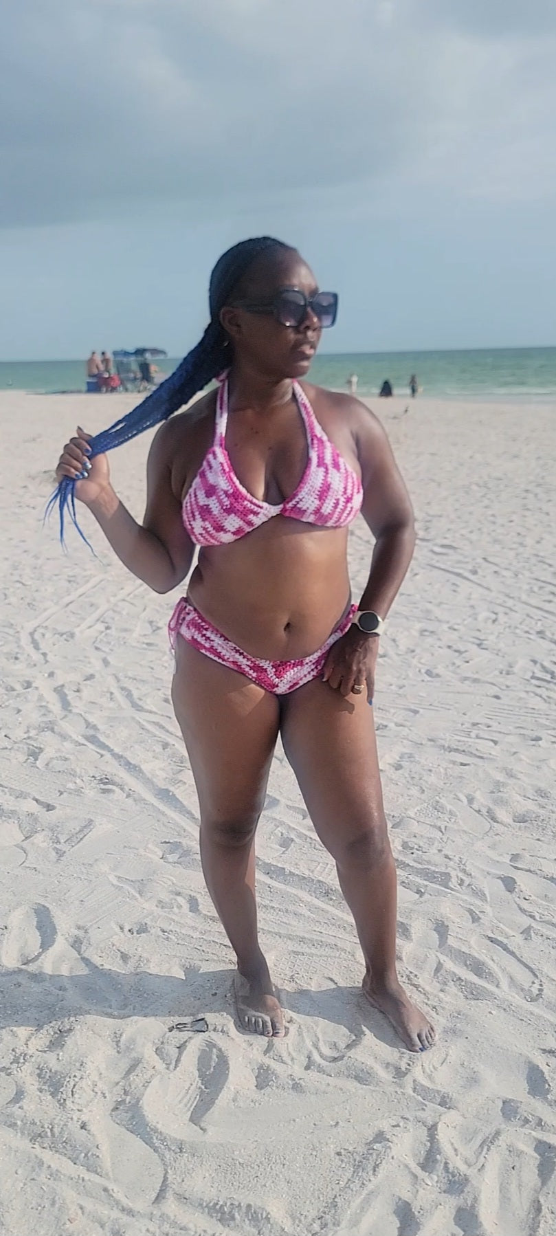 Stylish Bikini with multicolored fabric.
